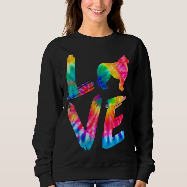 Sudadera Frontera Collie Tie Dye Love Dog Mom (Anverso)