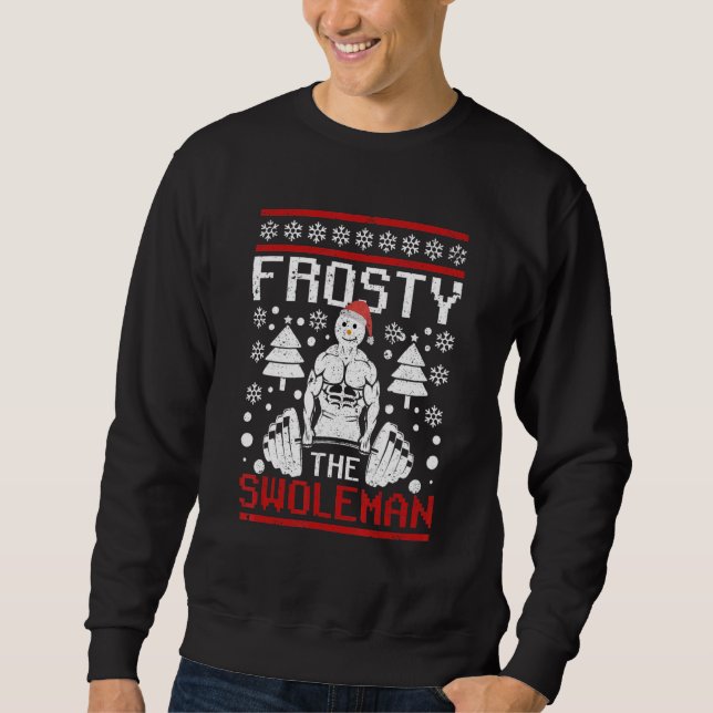 Sudadera Frosty The Swoleman Christmas Workout  Snowman Gym (Anverso)