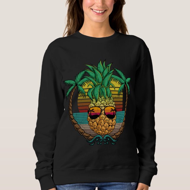 Sudadera Fruta De Piña Con Gafas De Sol Palmeras De Playa D (Anverso)