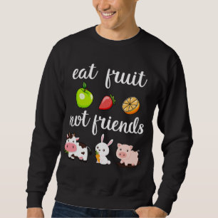 Sudadera Fruta divertida que come no son amigos mujer vegan