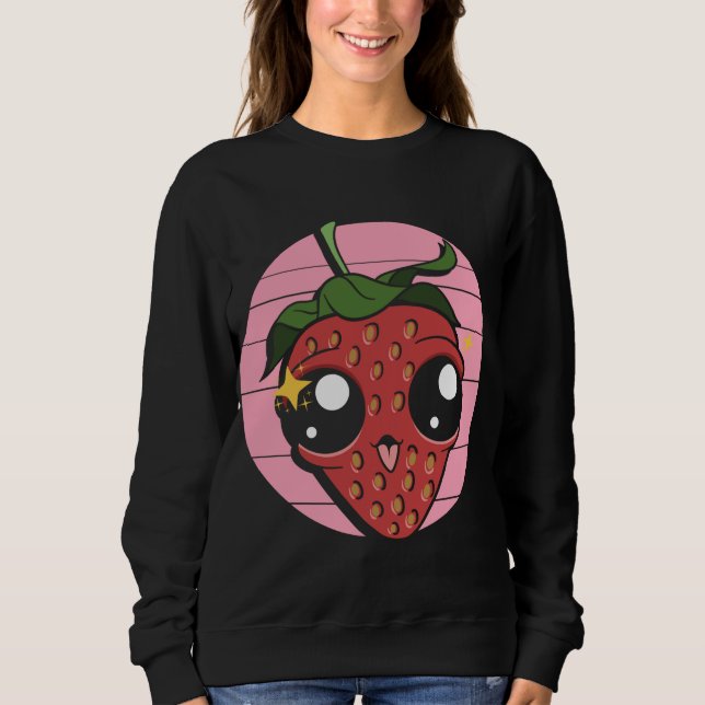 Sudadera Fruta retro de comida de verano de Berry roja Kawa (Anverso)