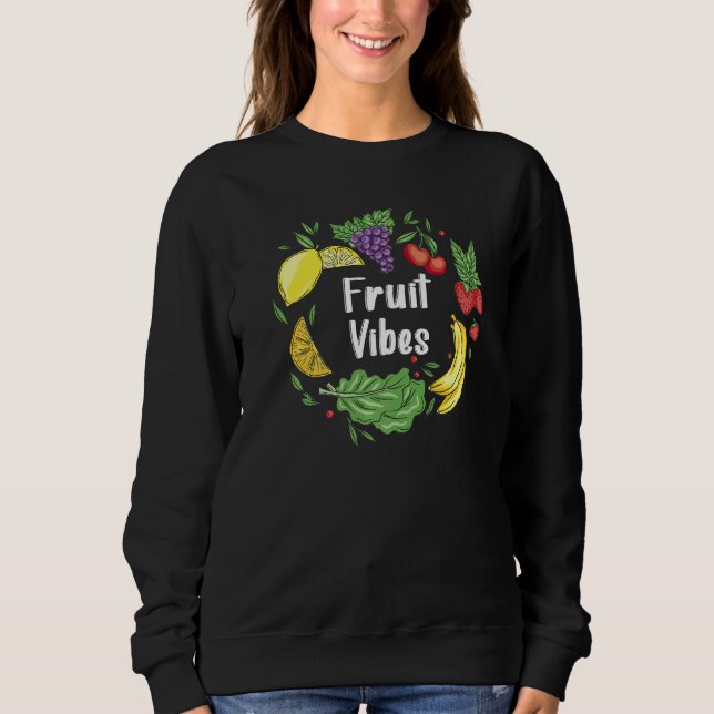 Sudadera Frutas Vibes Vegetariano Signo de paz Vegan Veggi (Anverso)