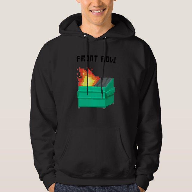 Sudadera Fuego de basurero de la fila delantera de 8 bits (Anverso)
