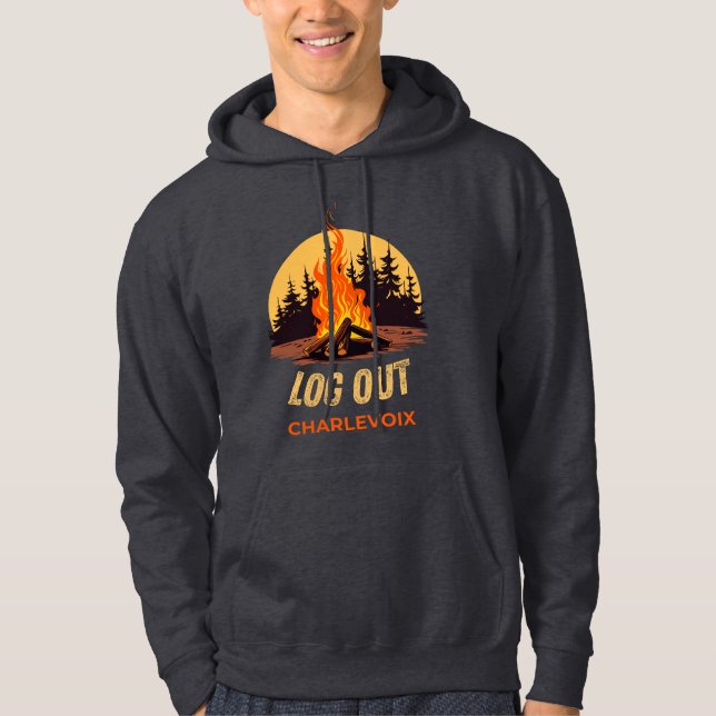 Sudadera Fuego de campamento Charlevoix Michigan (Anverso)
