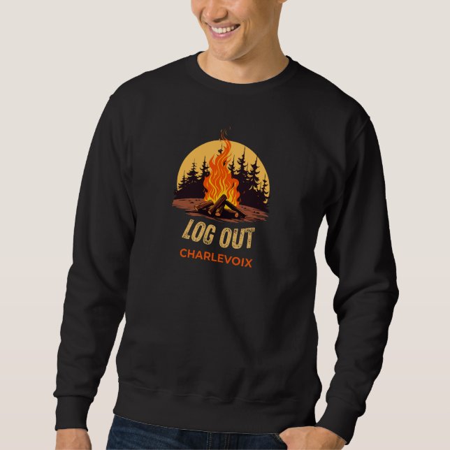 Sudadera Fuego de campamento de Charlevoix Michigan (Anverso)