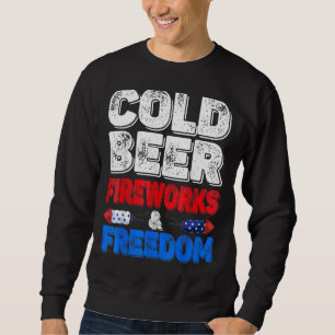 Sudadera Fuegos Artificiales De Cerveza Fría Y Libertad 4 D