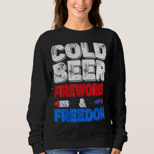 Sudadera Fuegos Artificiales De Cerveza Fría Y Libertad 4 D