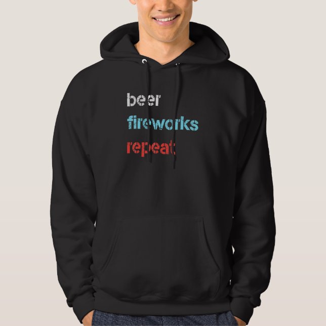 Sudadera Fuegos artificiales De Cerveza Repiten El 4 De Jul (Anverso)