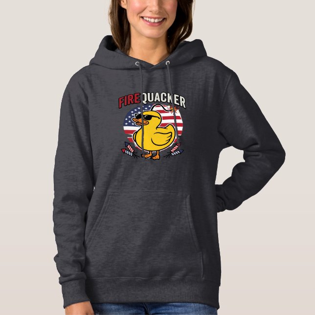 Sudadera Fuegos Artificiales Pato Patriótico Diseño Vectori (Anverso)
