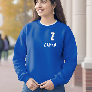 Sudadera Fuentes negrita - blanco y azul personalizado
