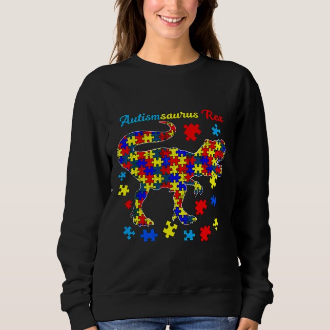 Sudadera Fuerte autismsaurus dinosaurio Rex Autism Awarenes (Anverso)
