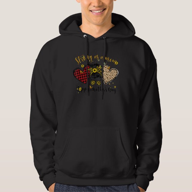 Sudadera Fuerte Como Mamá Desordenada Bun Leopard Sunflower (Anverso)