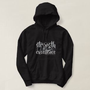Sudadera Fuerza Y Excelencia Mens Black Hoodie