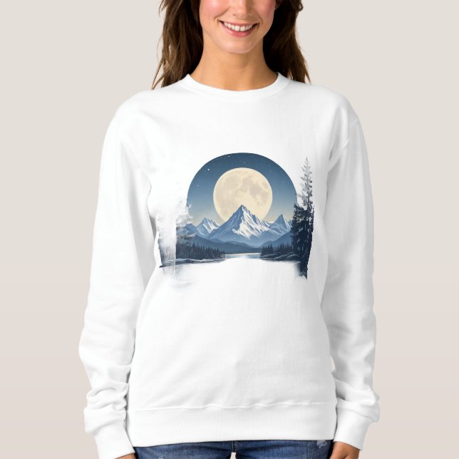 Sudadera Full Moon Mountain Landscape Sweatshirt (Anverso)