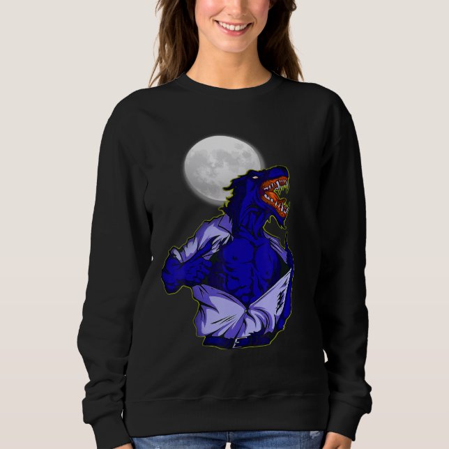 Sudadera Full moon transforms wild wolf scary jungle world (Anverso)