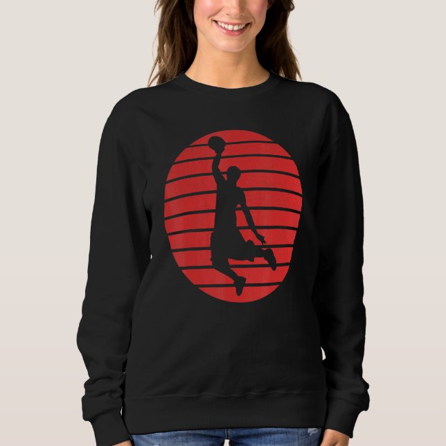 Sudadera Fun Basketball Player Silhouette En Red Sunset B (Anverso)