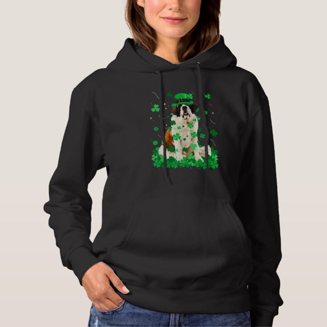 Sudadera Fun Bernard Dog St Patrick S Day Shamrock irlandés (Anverso)