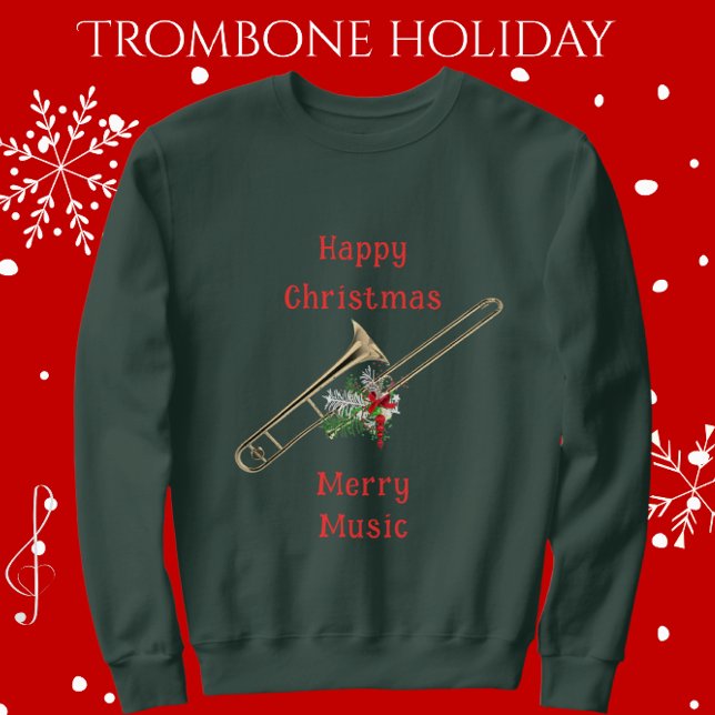 Sudadera Fun Festividad Trombone Feliz Navidad Feliz Música (Celebrate the Holidays with Music.)