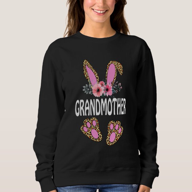 Sudadera Fun Flower Floral Leopardo Abuela Bunny Happy (Anverso)