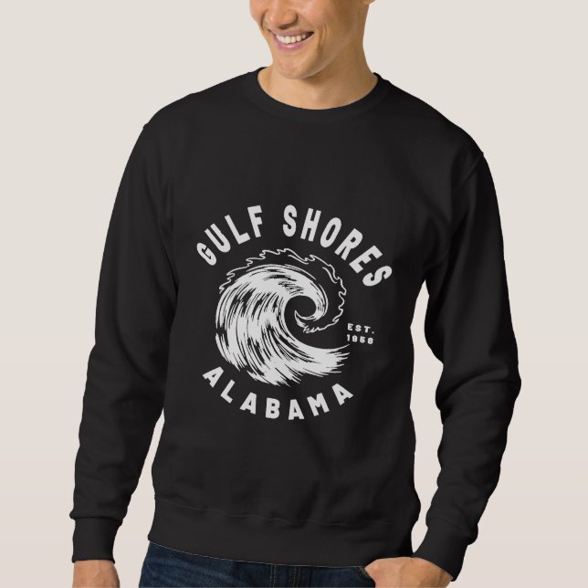 Sudadera Fun Gulf Shores AL Ocean Wave Surf Novedad Arte (Anverso)