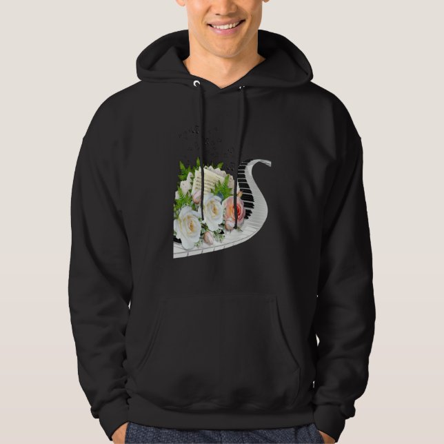 SUDADERA FUN MUSIC ROSE PIANO MUSIC NOTES & FLOWERS CLUSTER (Anverso)