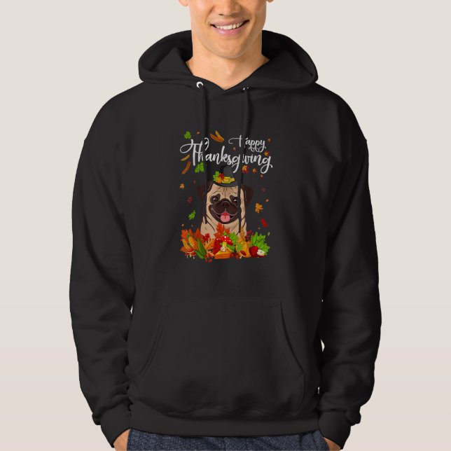 Sudadera Fun Pug Acción de Gracias Perro de Otoño (Anverso)