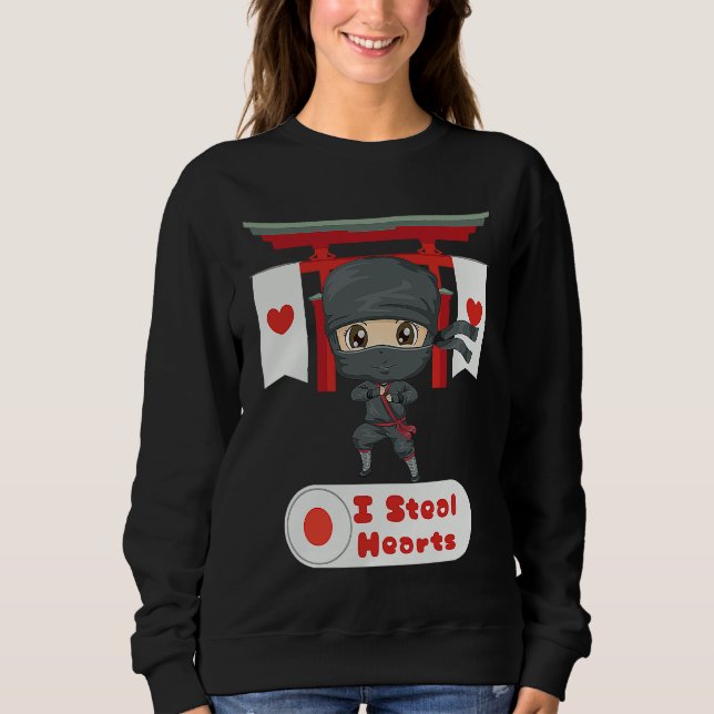 Sudadera Fun Steal Hearts Ninja Boys & Girls Valentines Day (Anverso)