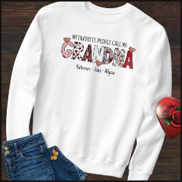 Sudadera Fun Text Kid Names Grandma Valentines Day