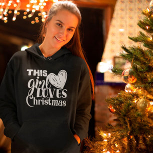 Sudadera Fun This Girl Loves Christmas Heart White Text