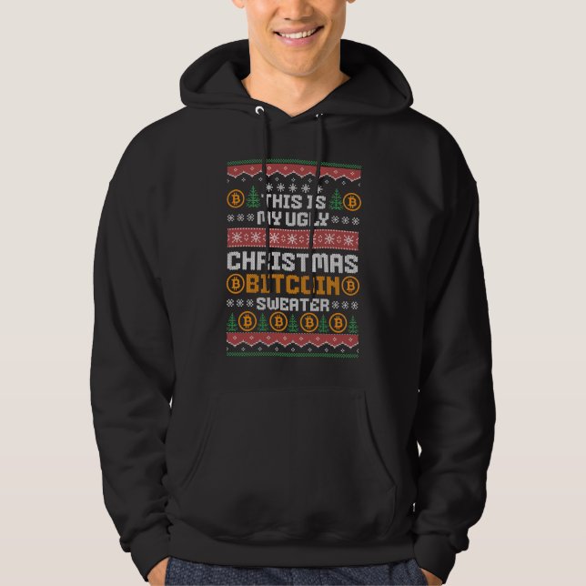Sudadera Fun UGLY NAVIDADES BITCOIN Faux Knit Pattern (Anverso)