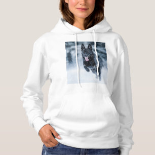 Sudadera Funda de edredón de pastor alemán negro en la niev