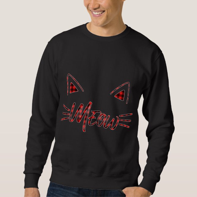 Sudadera Funda roja Meow Cat Kitten Oars búfalo a la par fa (Anverso)