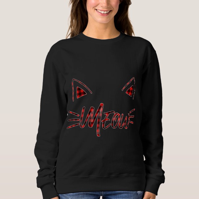 Sudadera Funda roja Meow Cat Kitten Oars búfalo a la par fa (Anverso)