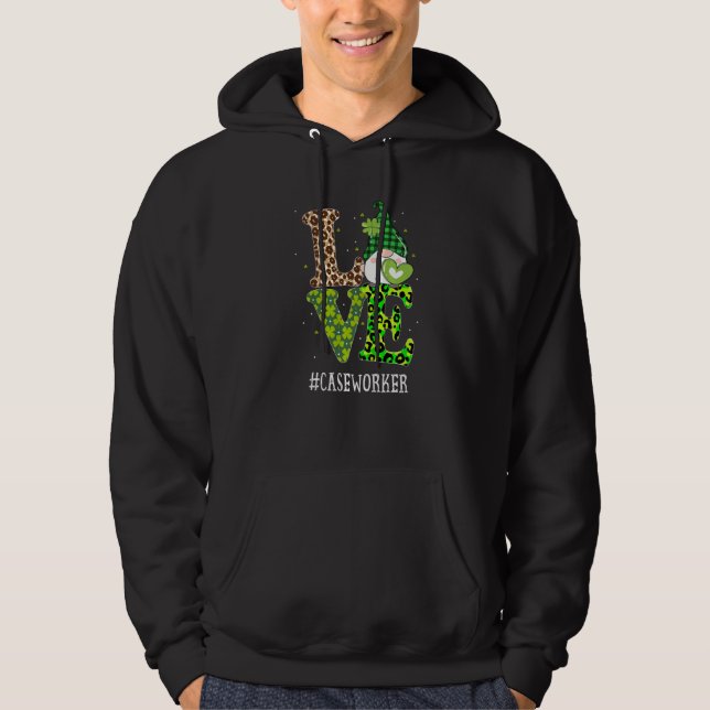 Sudadera Funda trabajador ama a St Patricks Day Gnome Leopa (Anverso)