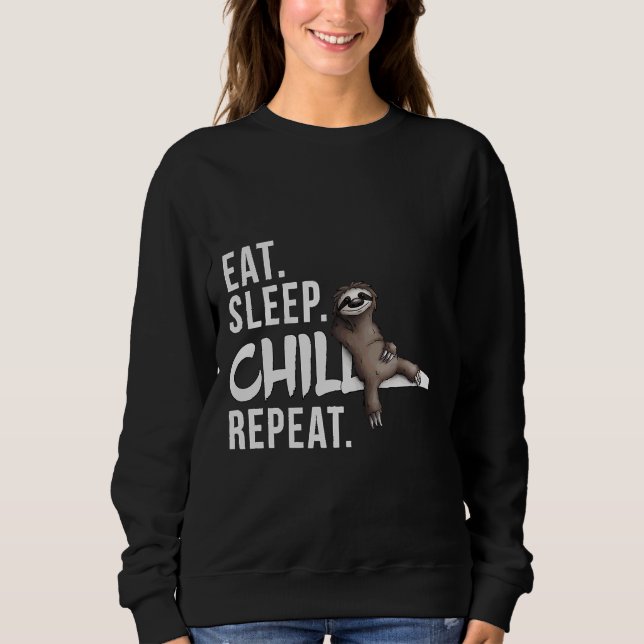 Sudadera Funky Relajado Lazy Sloth Eat Sleep (Anverso)