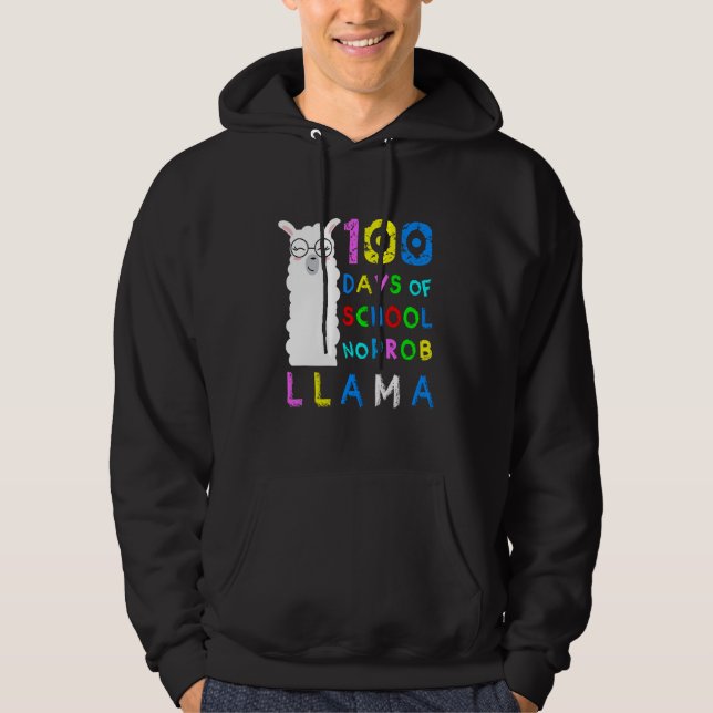 Sudadera Funny 100 Days of School No Probllama Llama 100th  (Anverso)