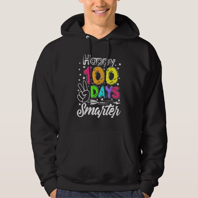 Sudadera Funny 100 Days Smarter Happy 100th Day Of School S (Anverso)