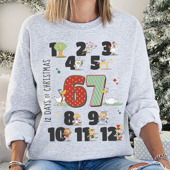 Sudadera Funny 12 Days of Christmas 67 6 7 Six Seven Meme (Funny 12 Days of Christmas 67 6 7 Six Seven Meme 2025 Xmas Holiday Humor matching gray sweatshirt)