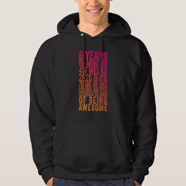 Sudadera Funny 8º cumpleaños del viejo metro de la camiseta (Anverso)