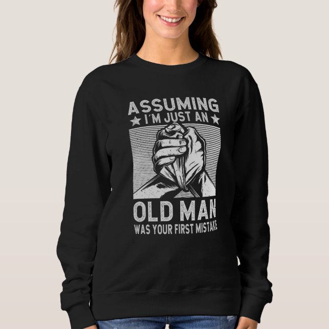 Sudadera Funny Arm wrestling old man arm wrestler Premium (Anverso)