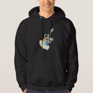 Sudadera Funny Astronauta Rocker Rainbow Rocket Space Shutt