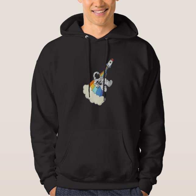 Sudadera Funny Astronauta Rocker Rainbow Rocket Space Shutt (Anverso)