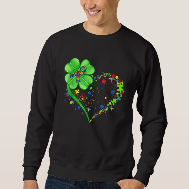 Sudadera Funny Autism Awareness St Patricks Day Clover Auti (Anverso)