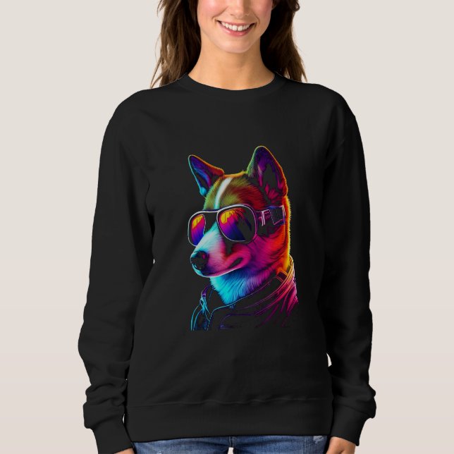 Sudadera Funny BasenjiDog owner Vaporwave Notorious DJ (Anverso)