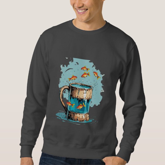Sudadera Funny Beer Mug Fish Sweatshirt (Anverso)