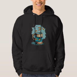 Sudadera Funny Beer Mug with Fish Hoodie