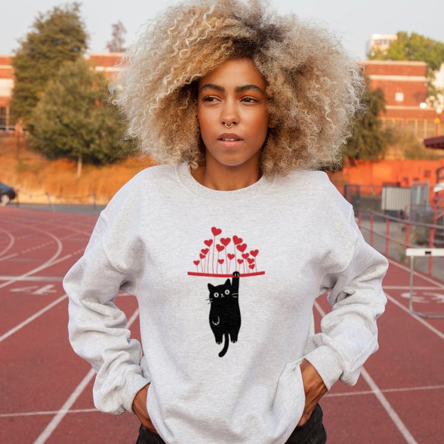 Sudadera Funny Black Cat Hanging Out Valentine's Day (Subido por el creador)