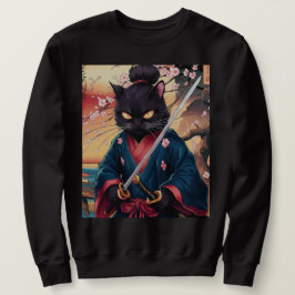 Sudadera Funny Black Cat Samurai 