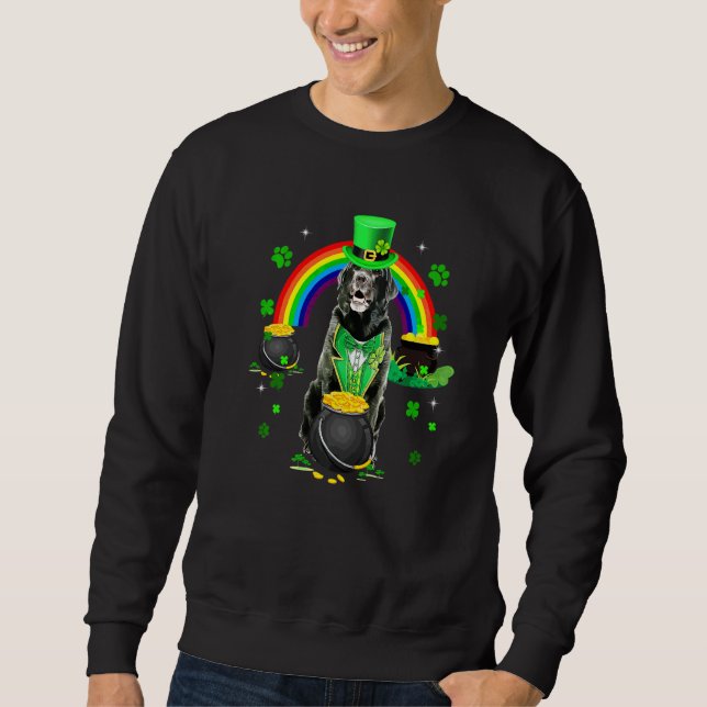 Sudadera Funny Black Lab Leprechaun Shamrock St Patrick's D (Anverso)