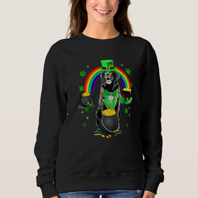 Sudadera Funny Black Lab Leprechaun Shamrock St Patrick's D (Anverso)